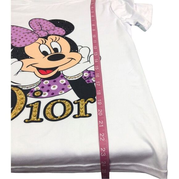 NEW Disney Minnie Mouse White Pink Beaded Top - Picture 4 of 5